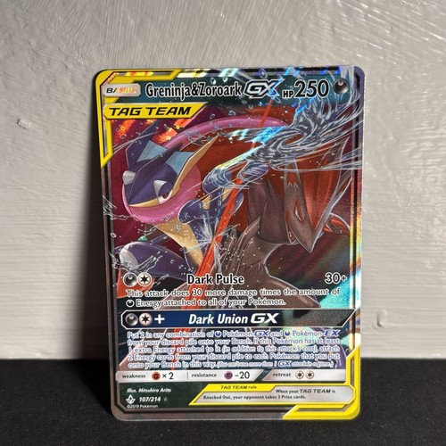 Greninja & Zoroark GX 107/214 Unbroken Bonds Tag Team Pokémon TCG LP