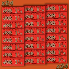 x24 JOB Rolling Papers 1 1/4 Orange Red Slow Burning Cigarette Papers (24 Packs)