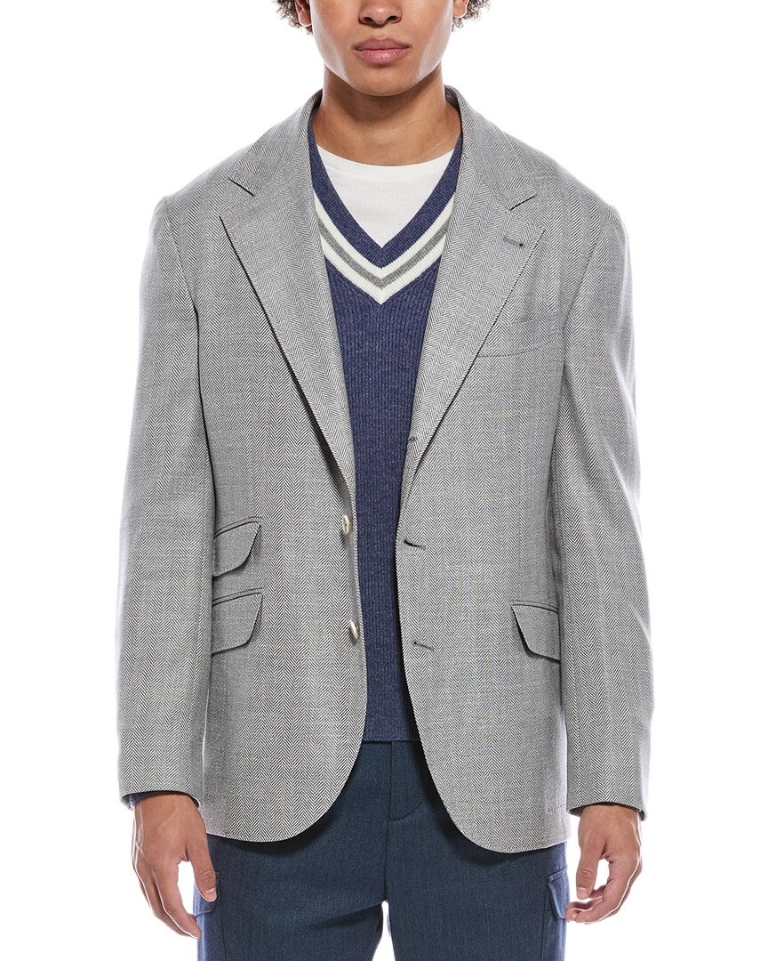 Brunello Cucinelli Wool Linen - Silk-Blend Blazer Mens 50 295090₽