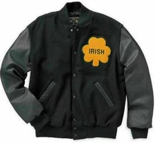 University of Notre Dame Rudy Irish College Varsity Real Wool & Leather Jacket