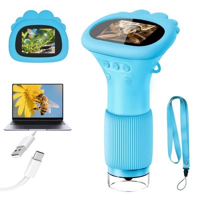 Acoath Microscope for Kids, 1000X Handheld Digital Miniscope Compact, Blue