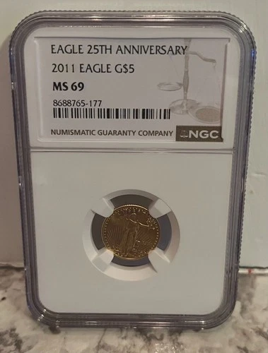 2011 1/10 oz American Gold Eagle $5 gold coin MS69 NGC