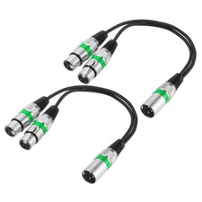 3-Pin XLR Splitter Cable, 2 Pack 1 Male to 2 Female, Green Circle
