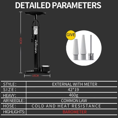 Bicycle Pump 160PSI Air Pump with Pressure Gauge Schrader Presta Valve Adapter H - Picture 3 of 13