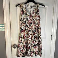 MAURICES White Floral Sleeveless Knee Length V Neck Dress Size 7/8 Easter work 