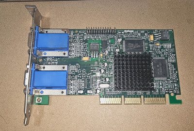 Matrox MGA 32 MB Retro AGP 4x/8x Dual Monitor *Tested - POSTs* Vintage