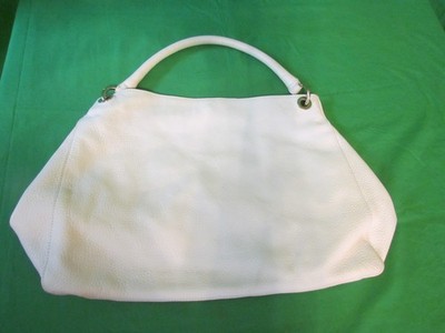 Mark and Graham Body Corps Leather Pebbled White Handbag Bag Purse Very Nice