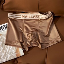 Men Boxer Shorts Breathable Satin Like Thin Ice Silk Smooth Underwear Trunks
