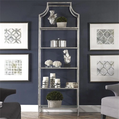 Uttermost Aurelie 5-Shelf Transitional Metal and Glass Etagere in Gray - Picture 2 of 4