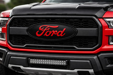 Ford 7 Front Grille Tailgate Red Black Oval Emblem Badge Logo With 3m Tape