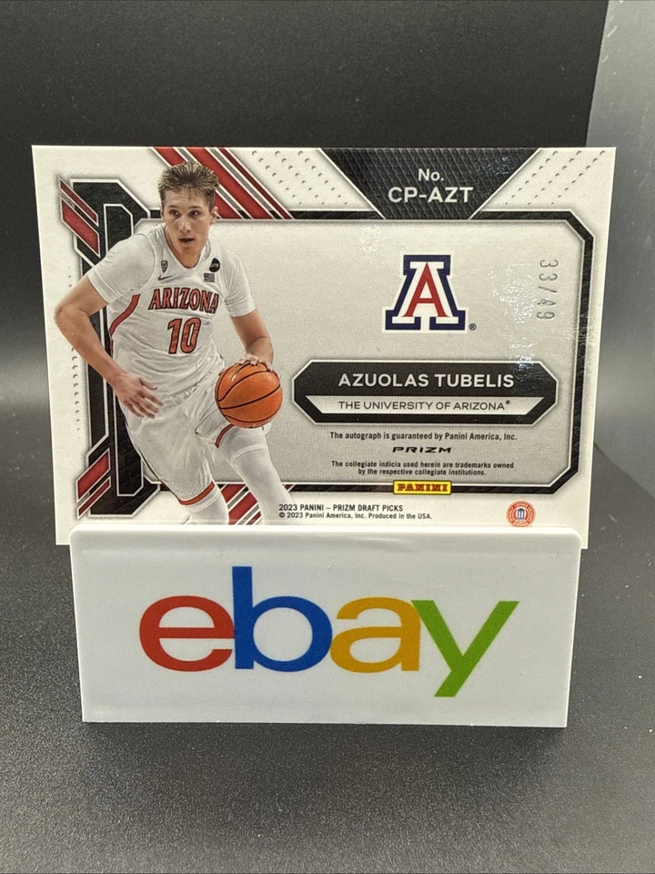 2023 Panini Prizm Draft Pick Penmanship Azuolas Tubelis #CP-AZT Orange Prizm /49 - Image 2 of 2