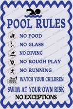 Decor Swimming Pool Rules Swimming Warning Tin Metal Signs Home D cor 8x12