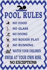 Decor Swimming Pool Rules Swimming Warning Tin Metal Signs Home Décor 8x12 