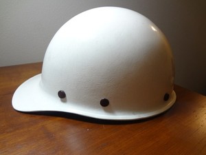 Vintage 1959 MSA White Fiberglass Hard Hat USA Nice Display, See Description