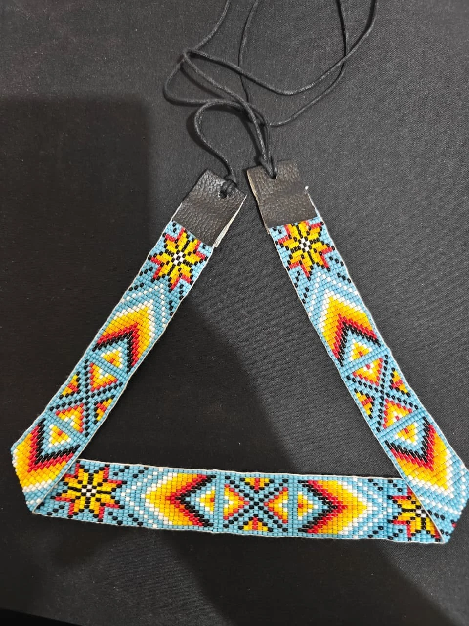 Beaded Hat Band Geometric Southwestern Pattern Cowboy Rode Handmade hatband