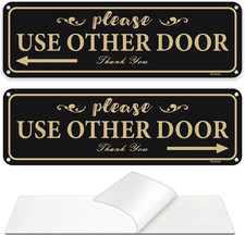 2 Pack Please Use Other Door Sign Aluminum 10 X 3 Inch Self-Adhesive Left Right