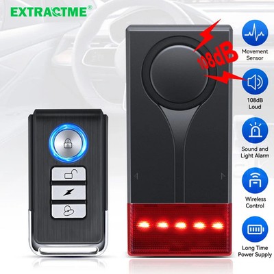 Car Anti-Theft Vibration Sound Light Alarm 108dBWireless Remote Vehicle Security