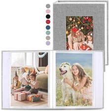 vivinin 2 Pack Photo Album 4x6, Linen Cover Photo Book - gray