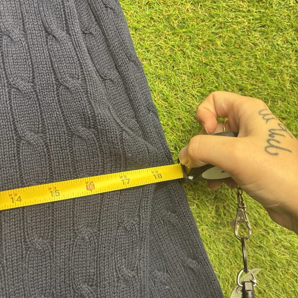 Polo Ralph Lauren Suéter Deportivo Juvenil XL Tejido con Cable Años 90 Preppy Delgado Informal Azul Foto 4 de 4