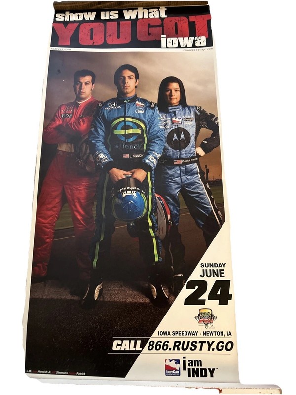 Indy Racing Fan Poster Perfect Condition Iowa Hornish Jr, Simmons, Patrick