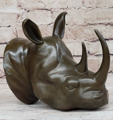 Nashorn Rhino Figur Handgeschnitzte Tierskulptur Bronze Statue Wildes Horn