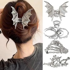 Women Gothic Halloween Black Spider Hair Claw Strong Hold Metal Shark Hair Clips