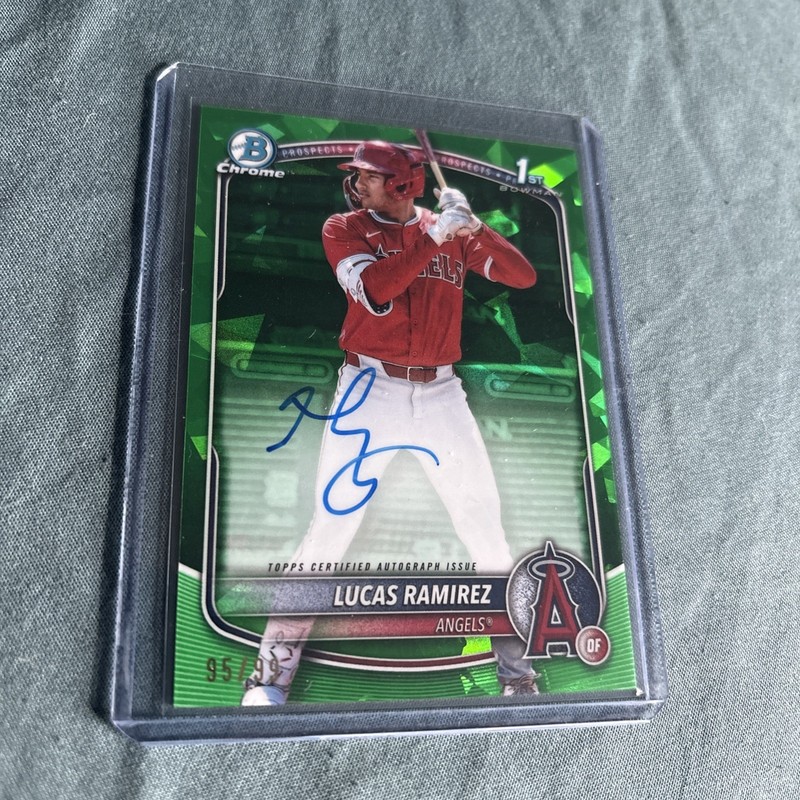2025 BOWMAN CHROME PROSPECTS 1ST LUCAS RAMIREZ GREEN SHIMMER AUTO #/99 HOT!