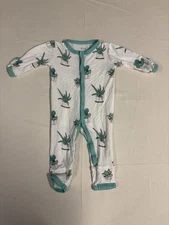 Kyte Baby Bamboo Zippy Sleeper Pajamas NB New Born Cactus Print Green/White