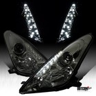 Fit 2000-2005 Toyota Celica Smoke Led Strip Projector Headlights Head Lamps Pair (For: Toyota Celica)