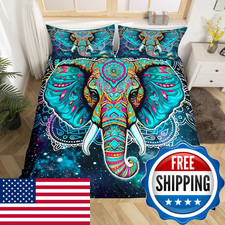 Feelyou Elephant Duvet Cover Boho Exotic Style Elephant Bedding Set For Kids