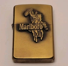 1986 NOS Brass Marlboro Cowboy Roping Horse Zippo Lighter