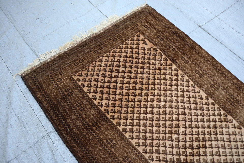 3'8x6'2 ft Beige Antique Bidjar Rug, Handmade Vintage Tribal Rug-Living Room Rug - Image 4 of 4