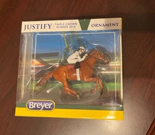 BREYER Justify Ornament #9303 White Silks Triple Crown Thoroughbred