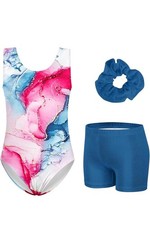 TUONROAD Gymnastics Leotards with Shorts for Girls Sparkly Ballet Dance 8-9 NEW