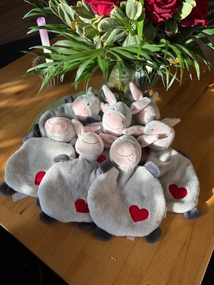  Schmusetuch Kuscheltuch Babydream Emmi Esel grau rot Herz   7 als Paket