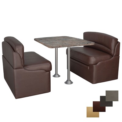RV 44'' Mahogany Dinette Booth Set - Luna Imperial Table with 2 Legs Camper Seats
