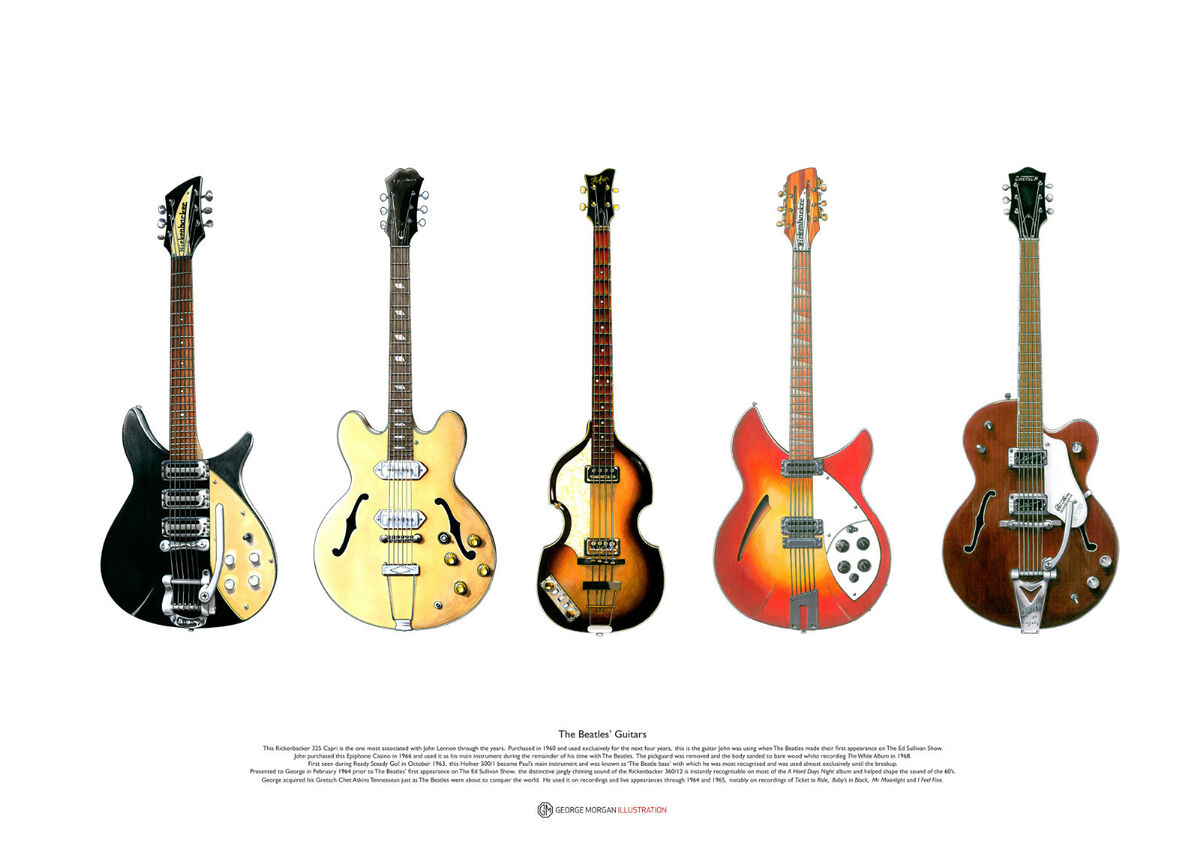 The Beatles' Guitars - ART POSTER A2 size | eBay The Beatles' Guitars - ART POSTER A2 size | eBay
