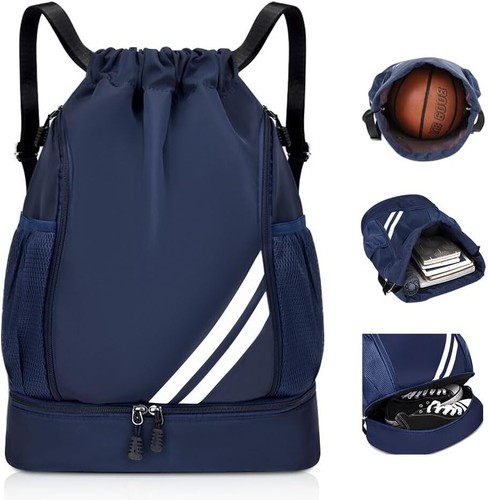 Waterproof Drawstring Gym/Swimming Sports Bag/Backpack with Shoe Compartment - Picture 7 of 9