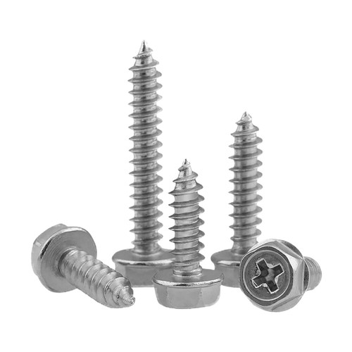 Flanged Phillips Hexagon Self-Tapping Screws A2 Stainless Hex Head Tappers M3-M6 - Picture 1 of 7