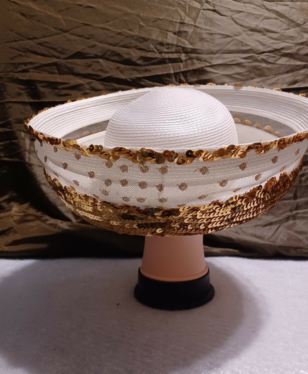Vintage  Deborah New York White & Gold Hat Church Hat Elegant Classic DEBORAH | Accessories | Vintage Deborah New York White Gold  main image 4