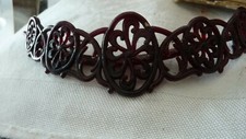  811X vtg BARRETTE 5'' L x 1 1/4'' w LOOKS BROWN FILIGREE PLASTIC 