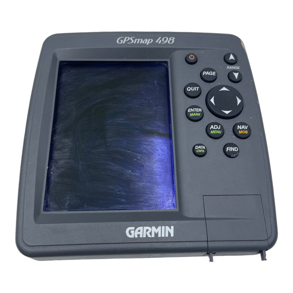 GARMIN GPSMap 498 Fishfinder w/Cover, Cable, Transducer, Mount, WORKING