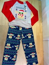 New Girl's Star Wars/The Mandalorian Grogu Holiday PJ Set Sz 8-Cute  
