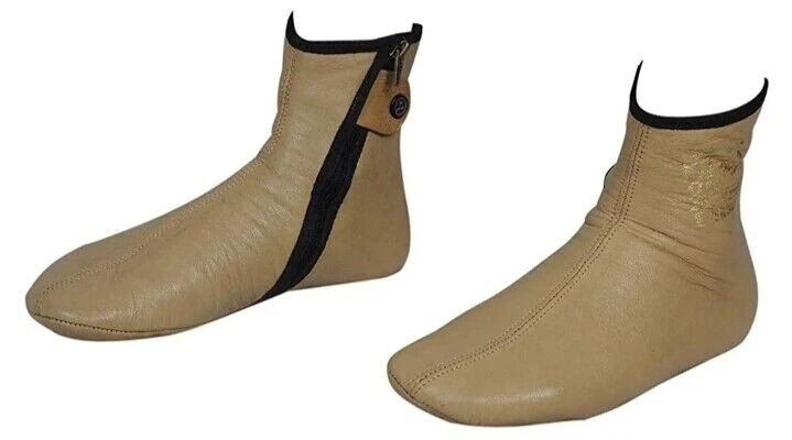 Winter Leather Beige Socks Azad Premium Zipper High Ankled Khuffs/Footwear.