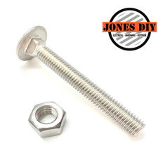 M16 COACH BOLTS CARRIAGE BOLT WITH HEX FULL NUTS ZINC - M16