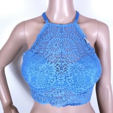 PINK Victoria's Secret Women Lace Bralette High Neck Push Up Color Blue Size M