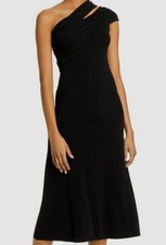  395 Helmut Lang Women's Black Stretch One-Shoulder A-Line Dress Size X-Small