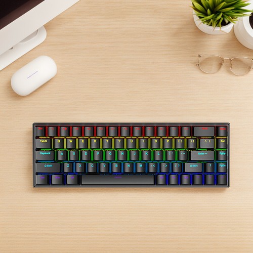 USB-C Wired Mechanical Gaming Keyboard 68 Keys RGB Computer Keyboard (Black) - Afbeelding 4 van 12