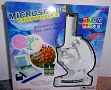 Stem 3 Magnification 100X-450X Microscope Kit For Kids With Light Source Ages 8 