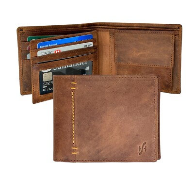 StarHide Herren RFID-Schutz Distressed Echtleder Geldbörse Geschenk verpackt 1055
